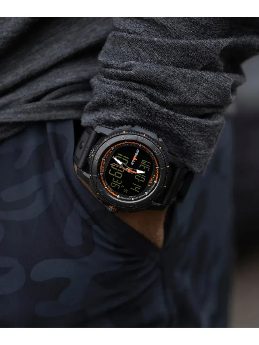 Мужские цифровые часы с черным полиуретановым ремешком, 47 мм Timex — изображение 7 из 9, оттенок черный