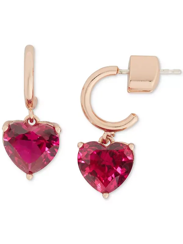 Золотистые серьги-кольца с подвесками в форме сердца Kate Spade New York — изображение 1 из 1, оттенок красный