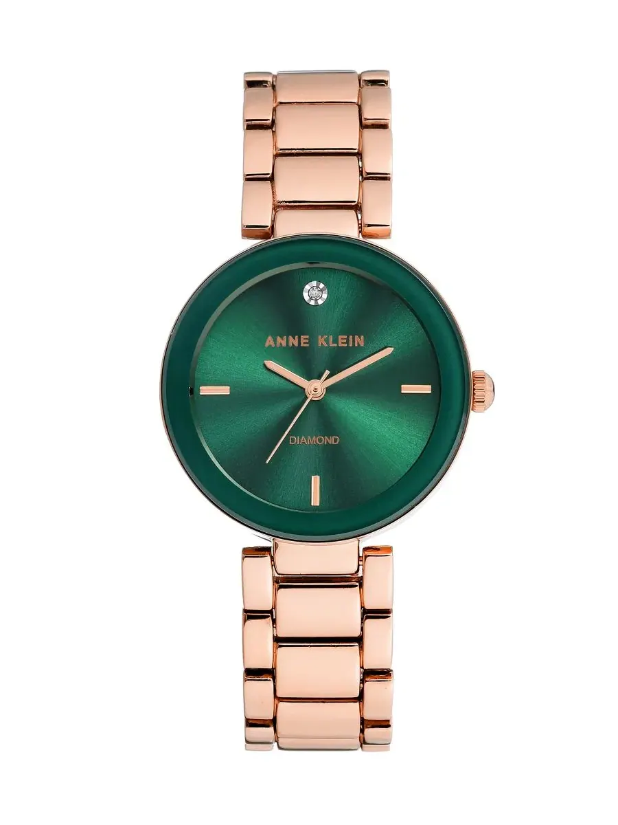 Женские часы с зеленым циферблатом и бриллиантом Anne Klein