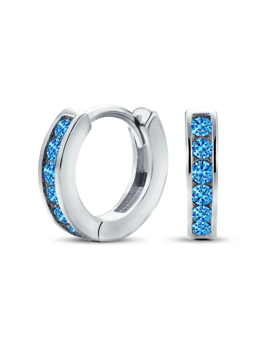 Серьги-конго из стерлингового серебра с фианитами, модель Tiny CZ Channel Set Bling Jewelry