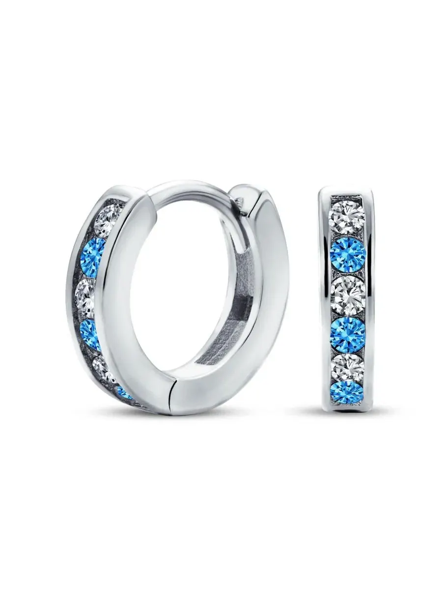 Серьги-конго из стерлингового серебра с фианитами, модель Tiny CZ Channel Set Bling Jewelry