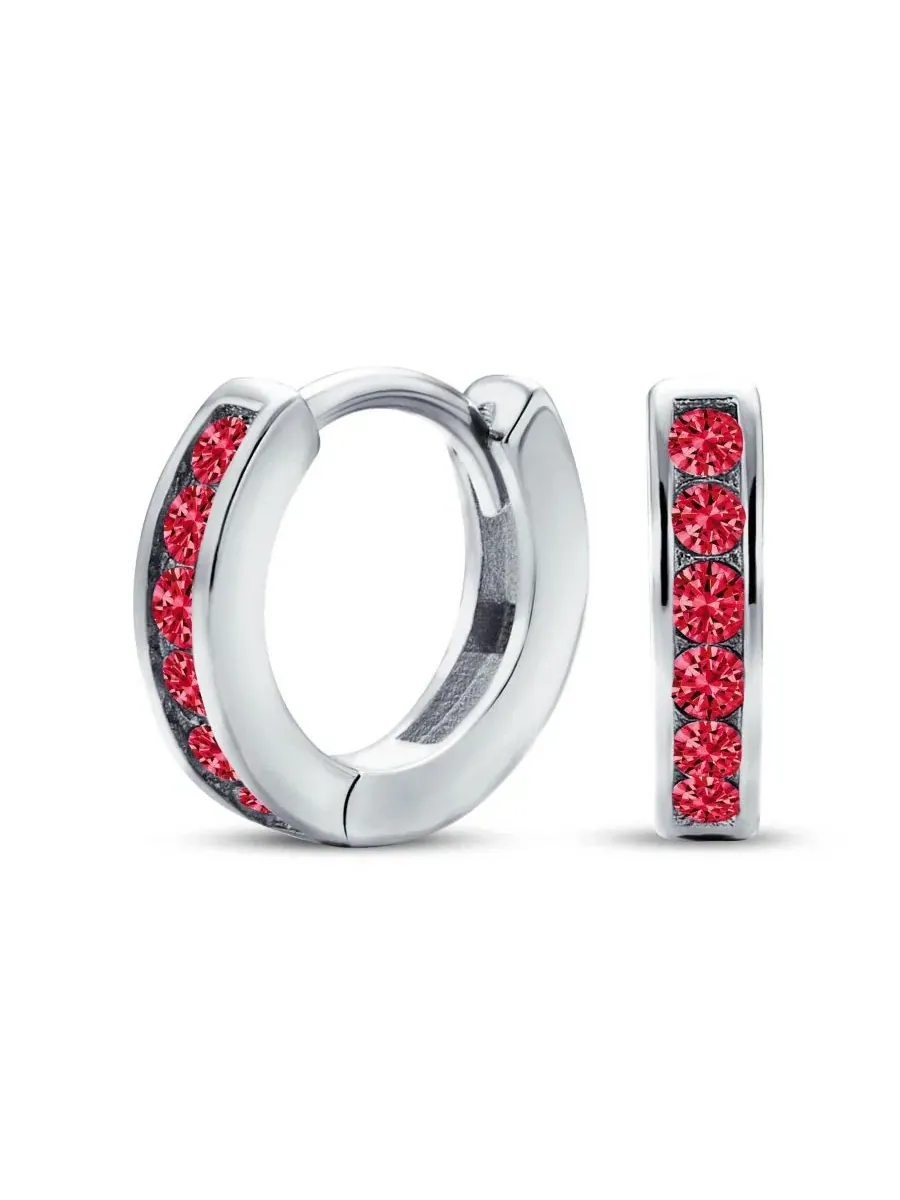 Серьги-конго с фианитами Tiny CZ Channel Set Cubic Zirconia Huggie Mini Hoop Earrings Bling Jewelry