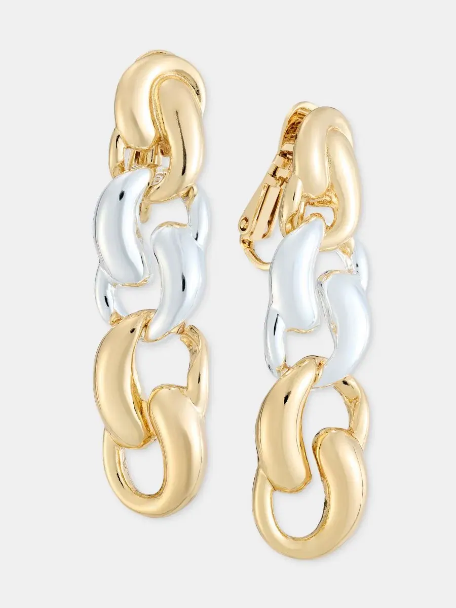 Серьги-конго с витым плетением, модель Twisted Puffy Link Anne Klein — изображение 1 из 3, оттенок золото