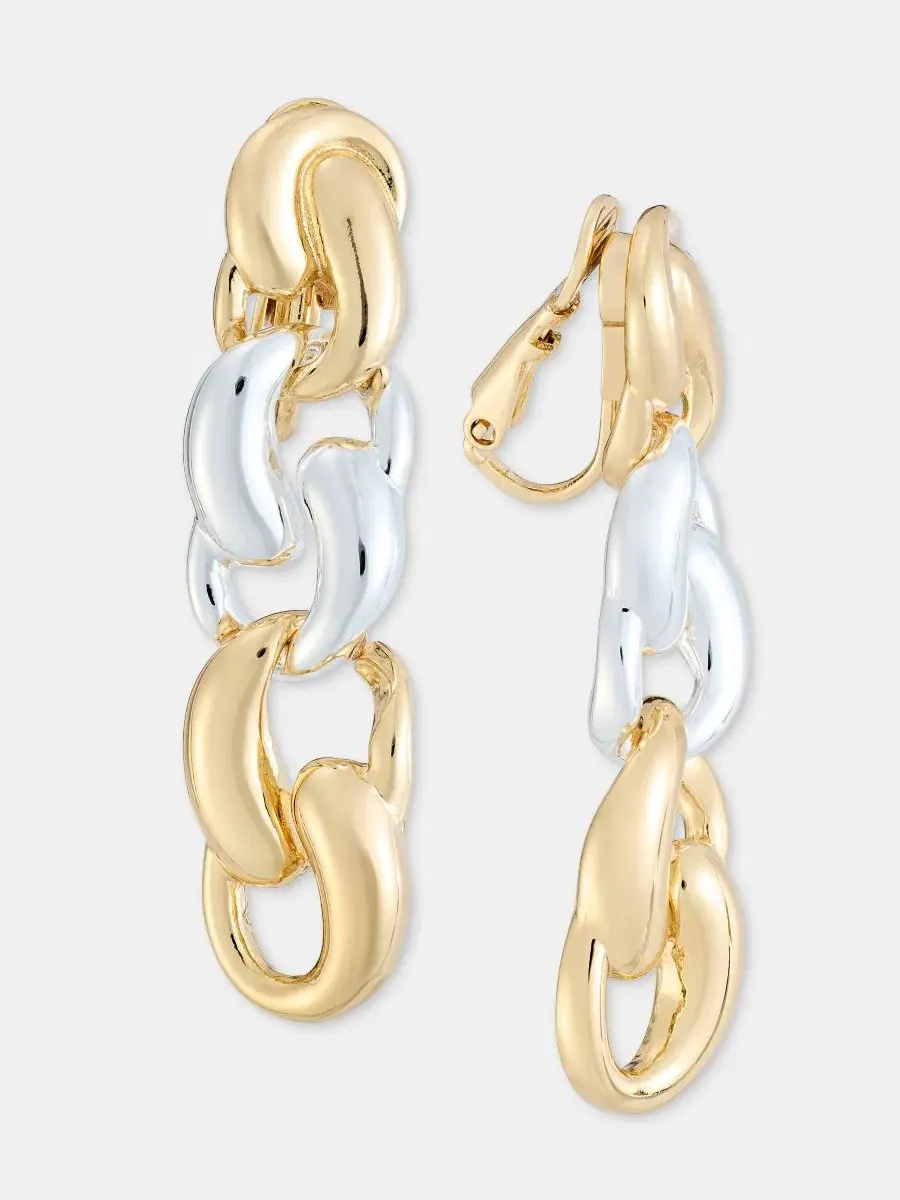 Серьги-конго с витым плетением, модель Twisted Puffy Link Anne Klein — изображение 2 из 3, оттенок золото