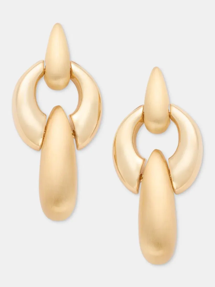 Серьги-подвески с пуффи-цепочкой Anne Klein — изображение 1 из 4, оттенок золото