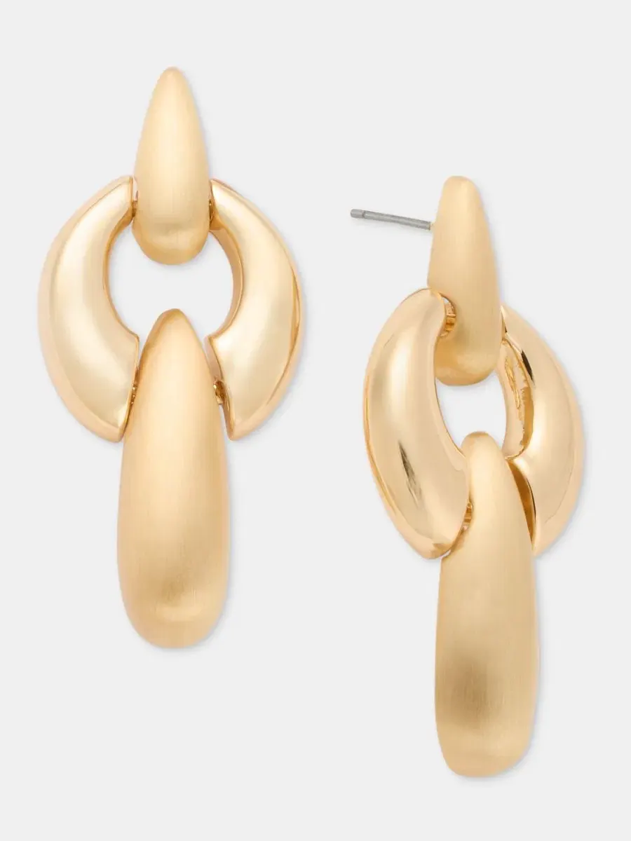 Серьги-подвески с пуффи-цепочкой Anne Klein — изображение 2 из 4, оттенок золото