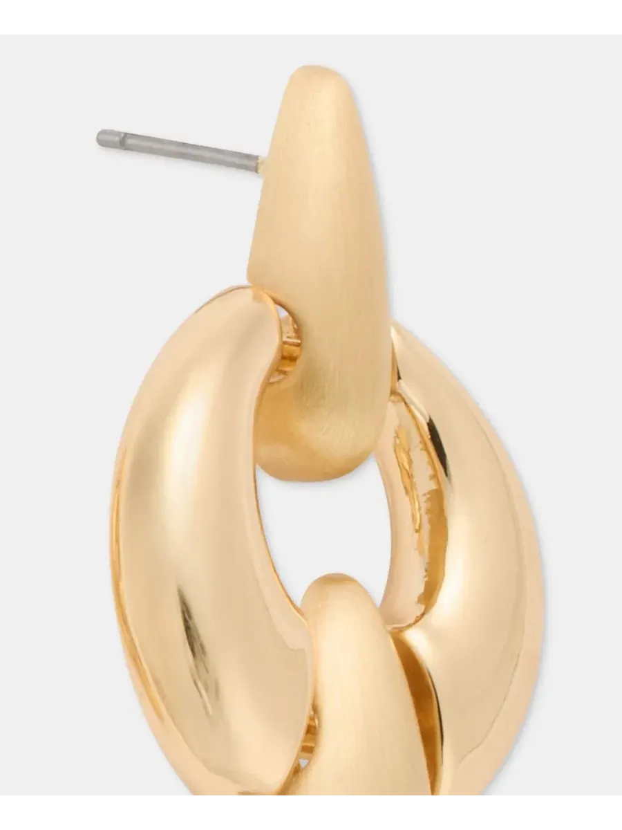 Серьги-подвески с пуффи-цепочкой Anne Klein — изображение 4 из 4, оттенок золото