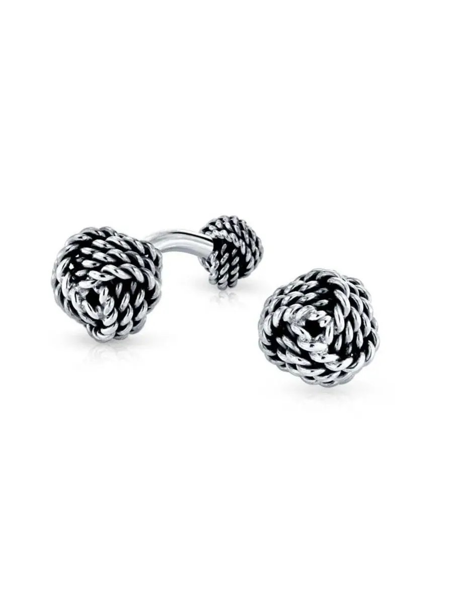 Запонки с узлом любви из стерлингового серебра Bling Jewelry