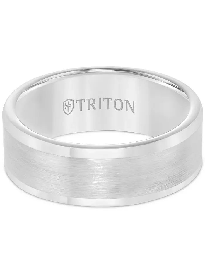 Мужское обручальное кольцо 8 мм из белого или черного вольфрама Triton — изображение 3 из 3, оттенок черный
