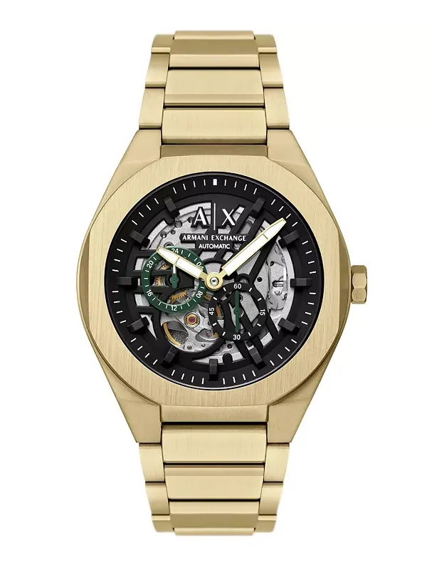 Мужские часы Armani Exchange Sync с автоматическим механизмом из нержавеющей стали золотистого