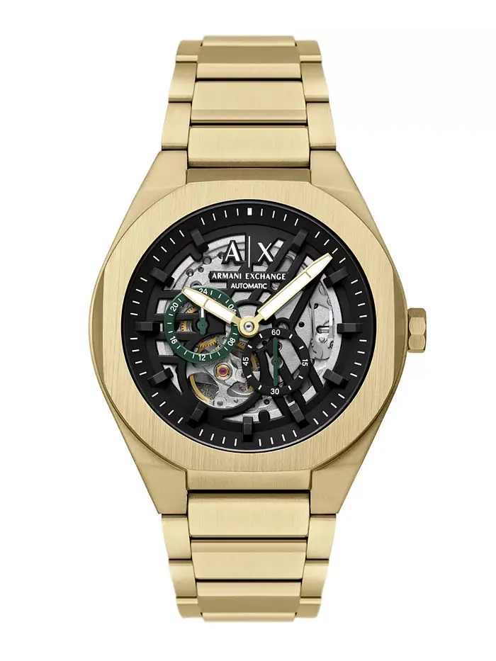 Armani Exchange Men's Sync Automatic золотистый корпус из нержавеющей стали, 44 мм A|X Armani