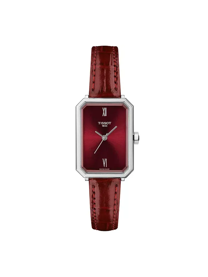 Женские часы Quartz с красным кожаным ремешком, 21.80 мм Tissot — изображение 1 из 2
