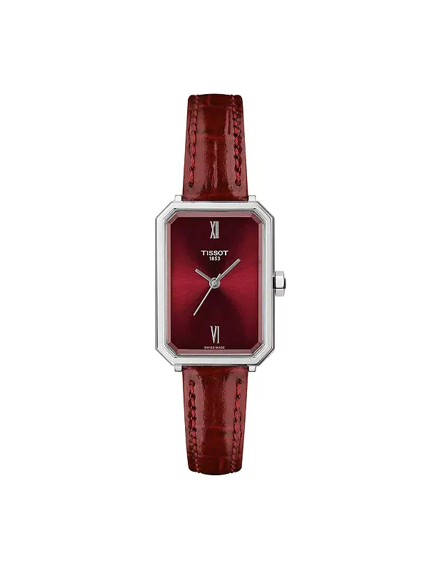 Женские кварцевые часы с красным кожаным ремешком, 21,80 мм Tissot — изображение 1 из 2, оттенок красный