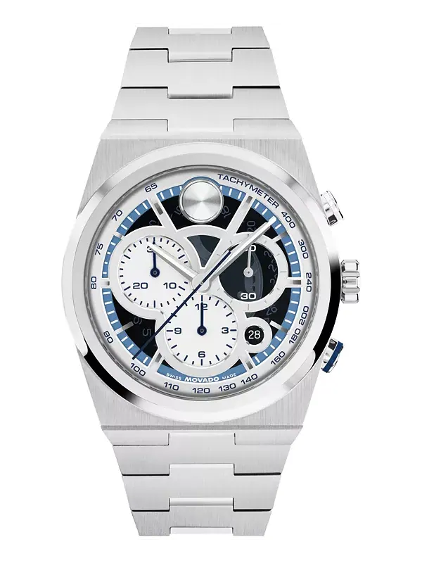 Мужские часы Bold Quest Swiss Quart Chrono из нержавеющей стали, 40 мм Movado — изображение 1 из 3, оттенок серебристый
