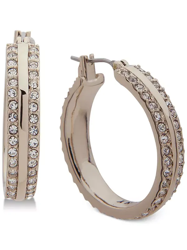 Маленькие серьги-кольца с паве золотистого оттенка 1 Dkny