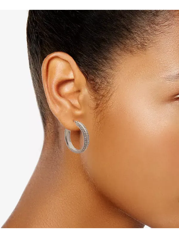 Маленькие серьги-кольца с паве золотистого оттенка 1 Dkny — изображение 2 из 3, оттенок золото