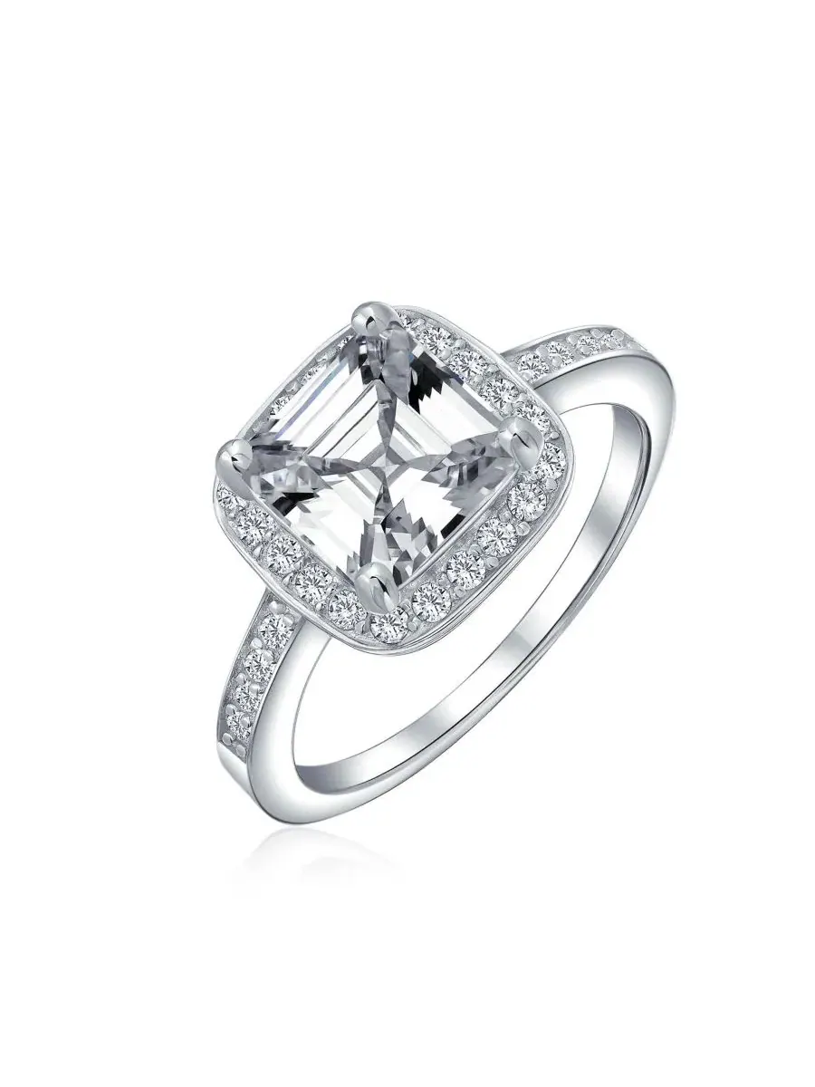 Кольцо с кубическим цирконием огранки Ашер Bling Jewelry — изображение 1 из 3, оттенок прозрачный
