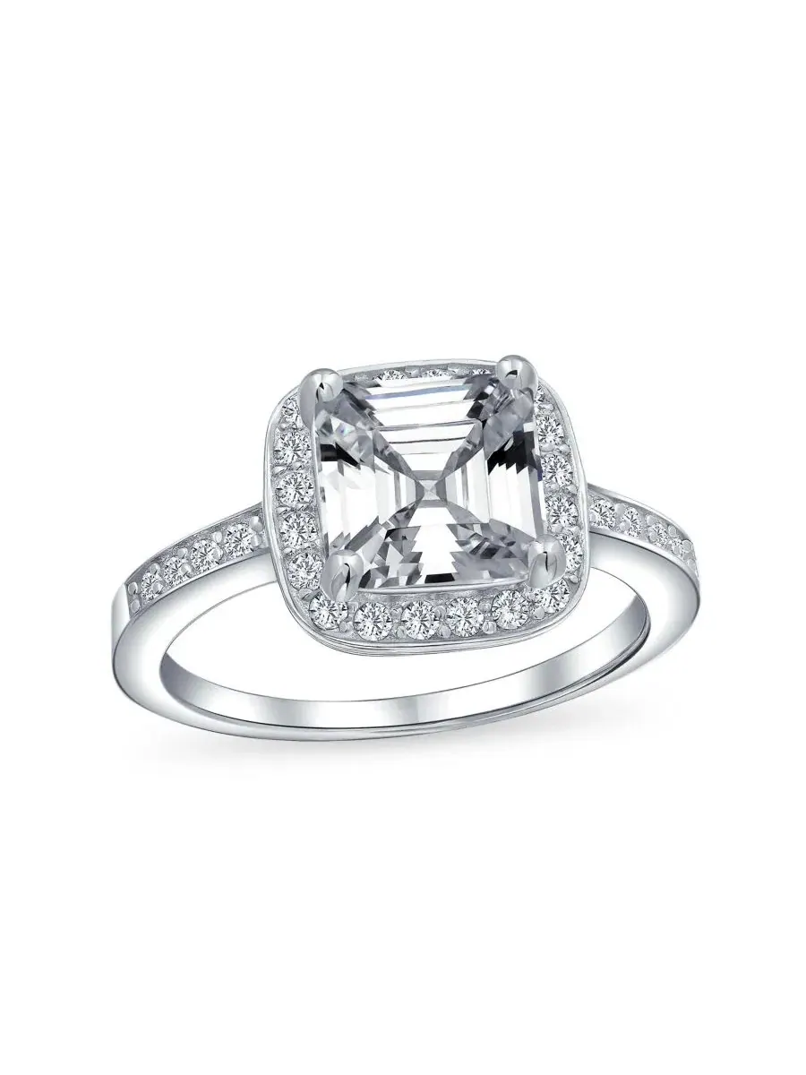 Кольцо с кубическим цирконием огранки Ашер Bling Jewelry — изображение 2 из 3, оттенок прозрачный