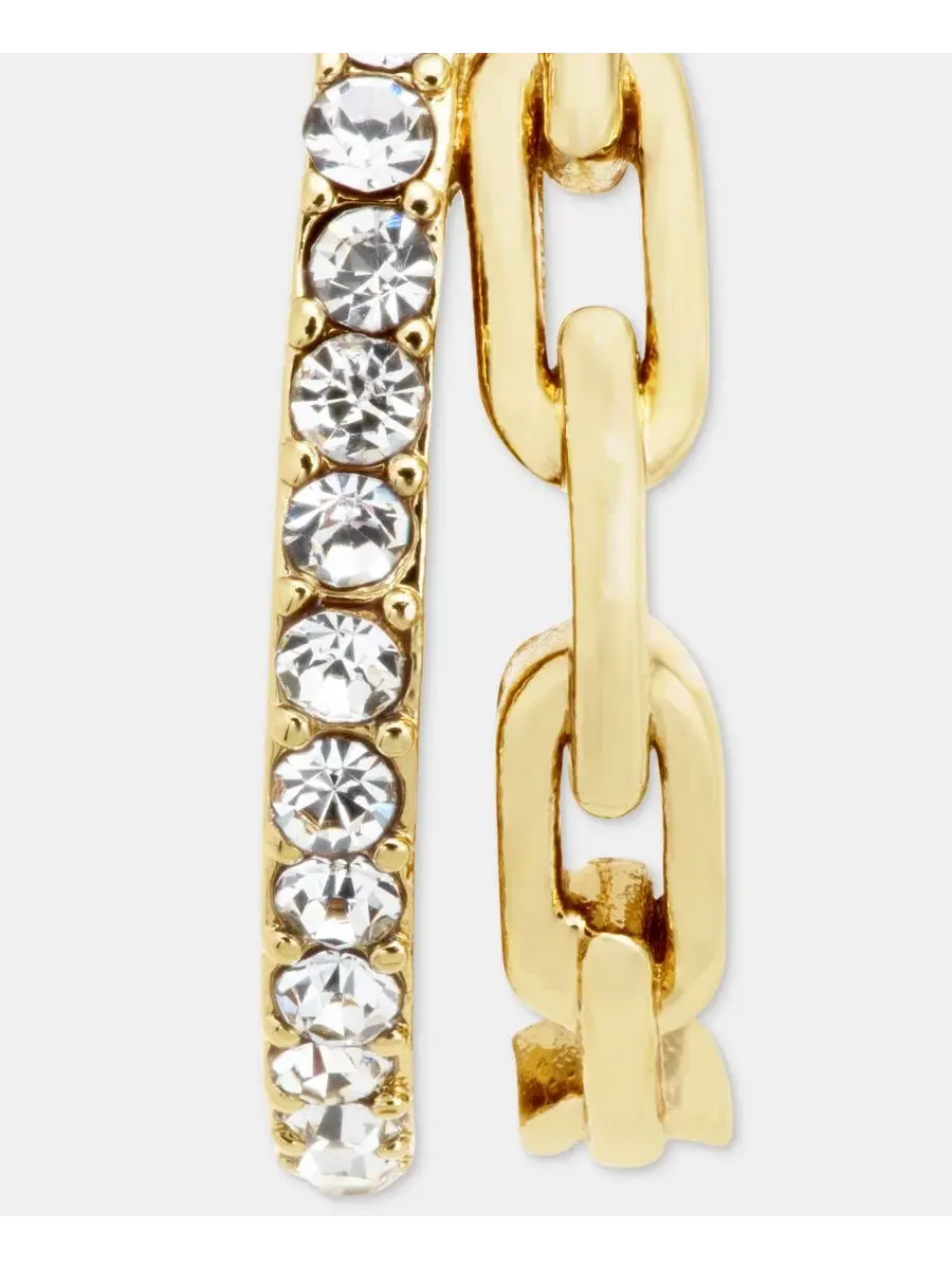 Серьги-кольца с цепочкой и инкрустацией Karl Lagerfeld Paris — изображение 4 из 4, оттенок белый