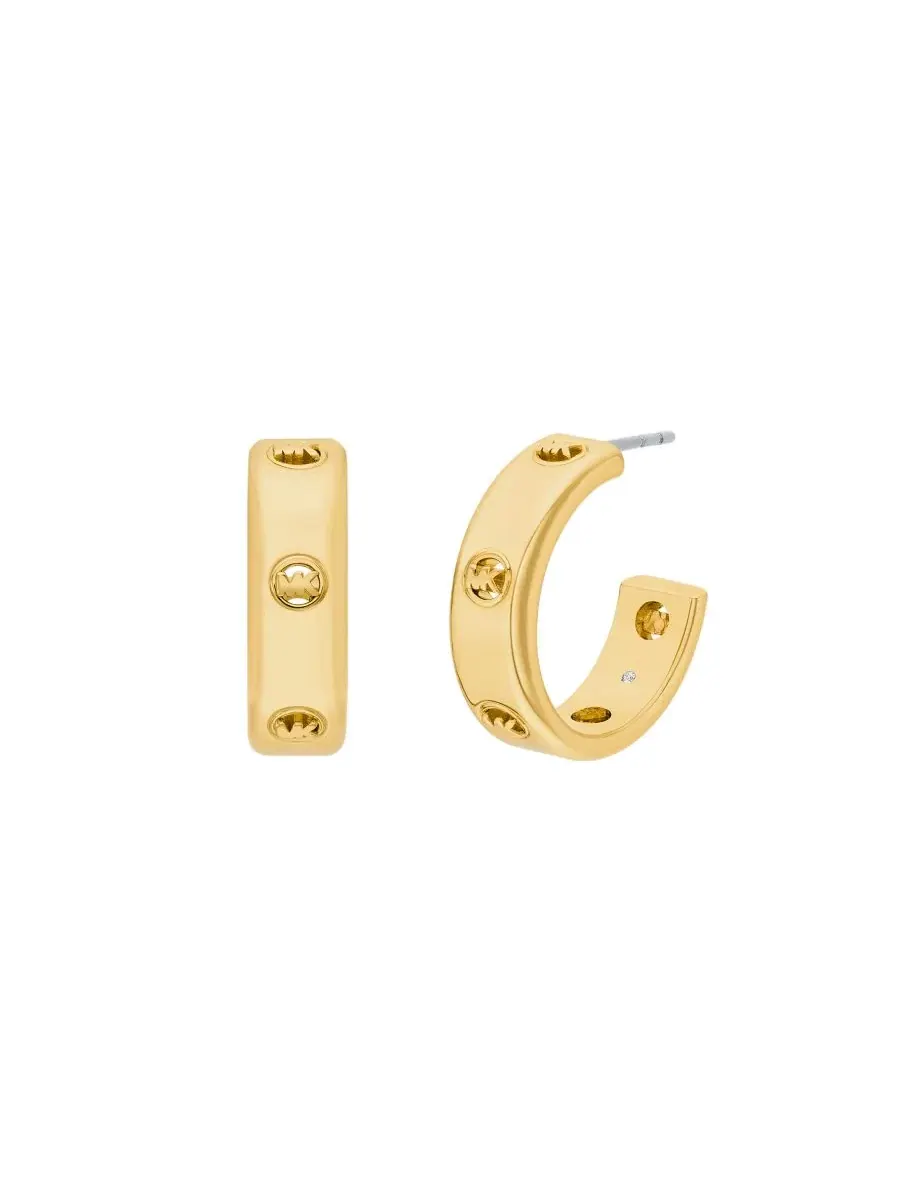 Серьги-кольца с логотипом Michael Kors — изображение 1 из 3, оттенок золото