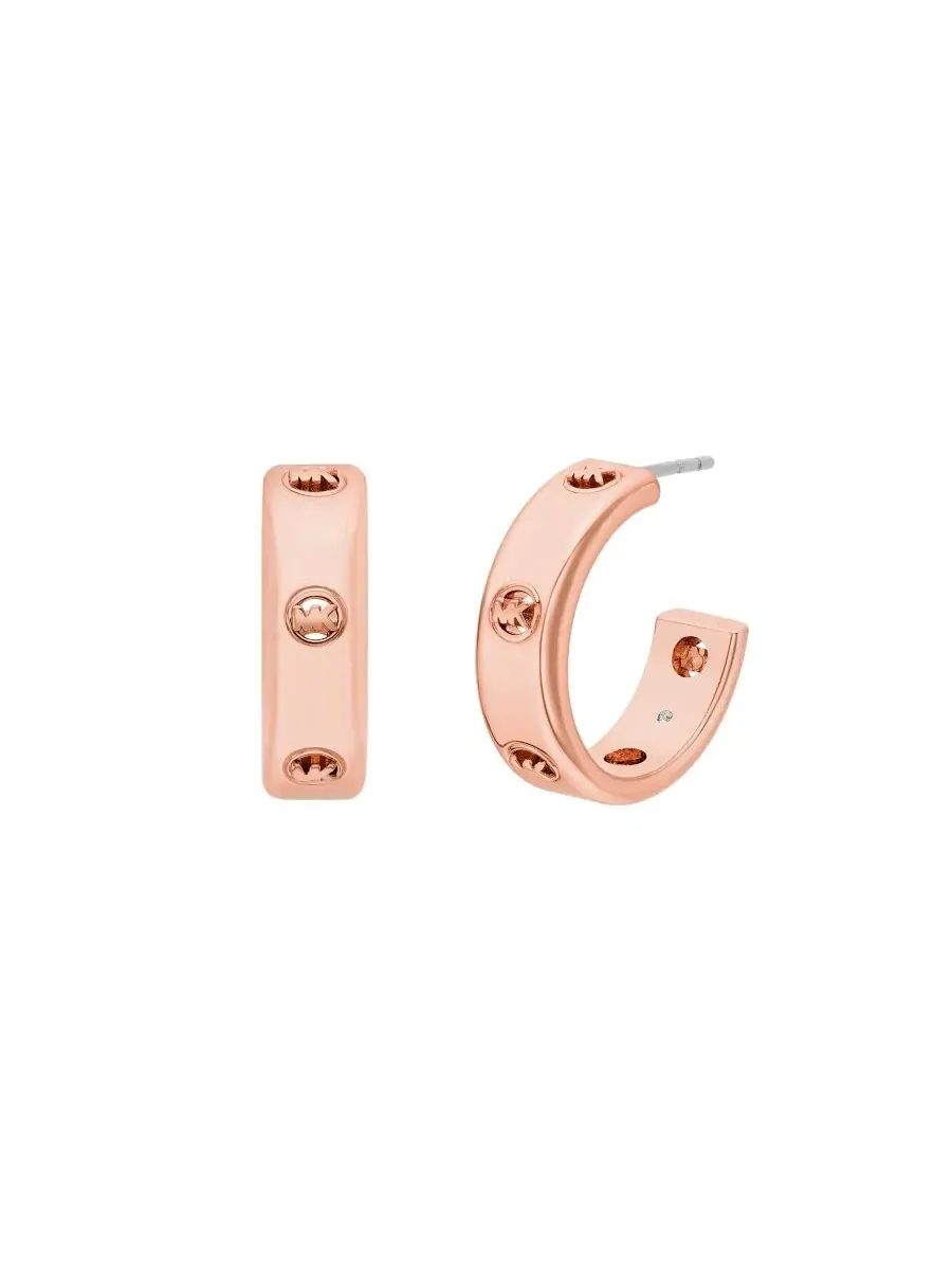 Серьги-кольца с логотипом Michael Kors — изображение 1 из 3, оттенок розовый золотистый