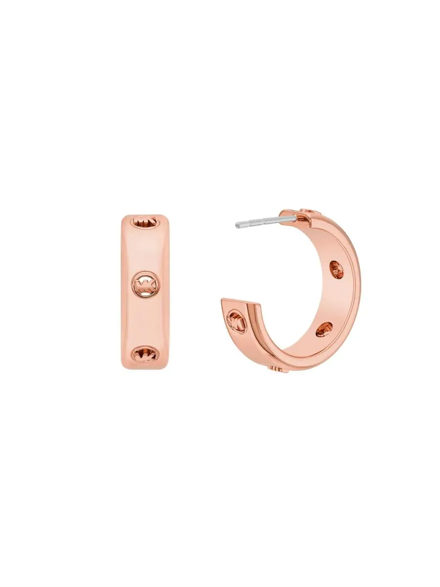 Серьги-кольца с логотипом Michael Kors — изображение 2 из 3, оттенок розовый золотистый