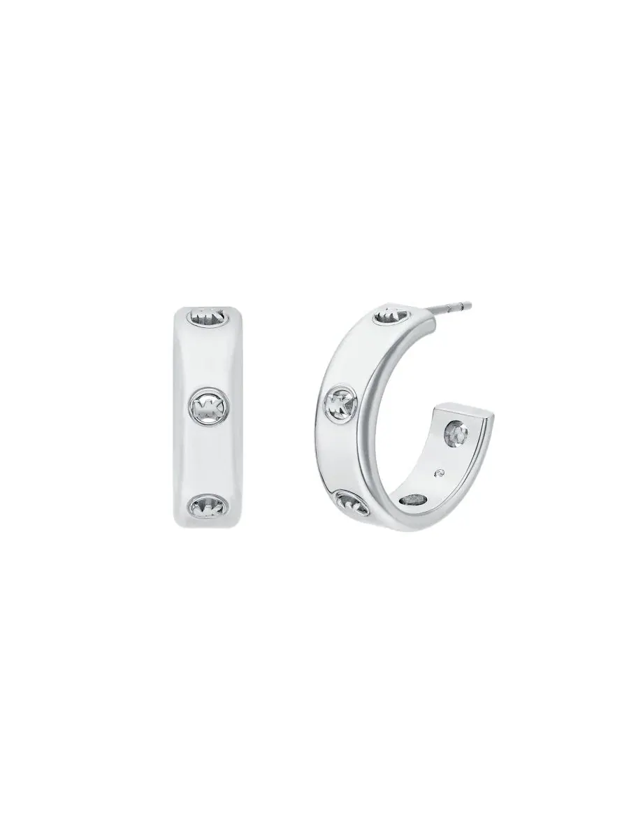 Серьги-кольца с логотипом Michael Kors — изображение 1 из 3, оттенок серебряный