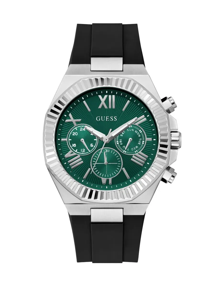 Мужские многофункциональные часы из черного силикона, 44 мм Guess