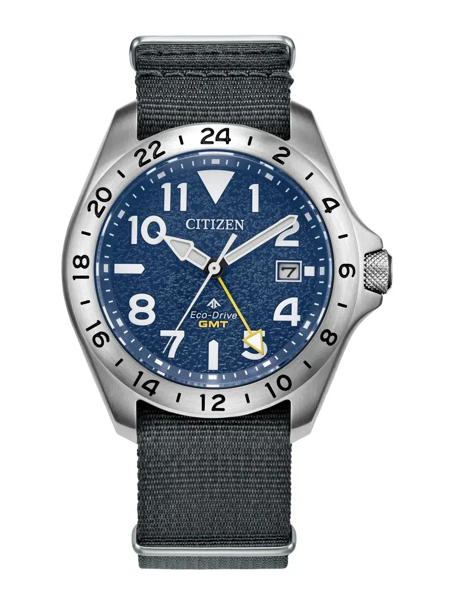 Мужские часы Promaster Land Tough GMT с нейлоновым ремешком темно-синего цвета, диаметр 39,5 мм — синий