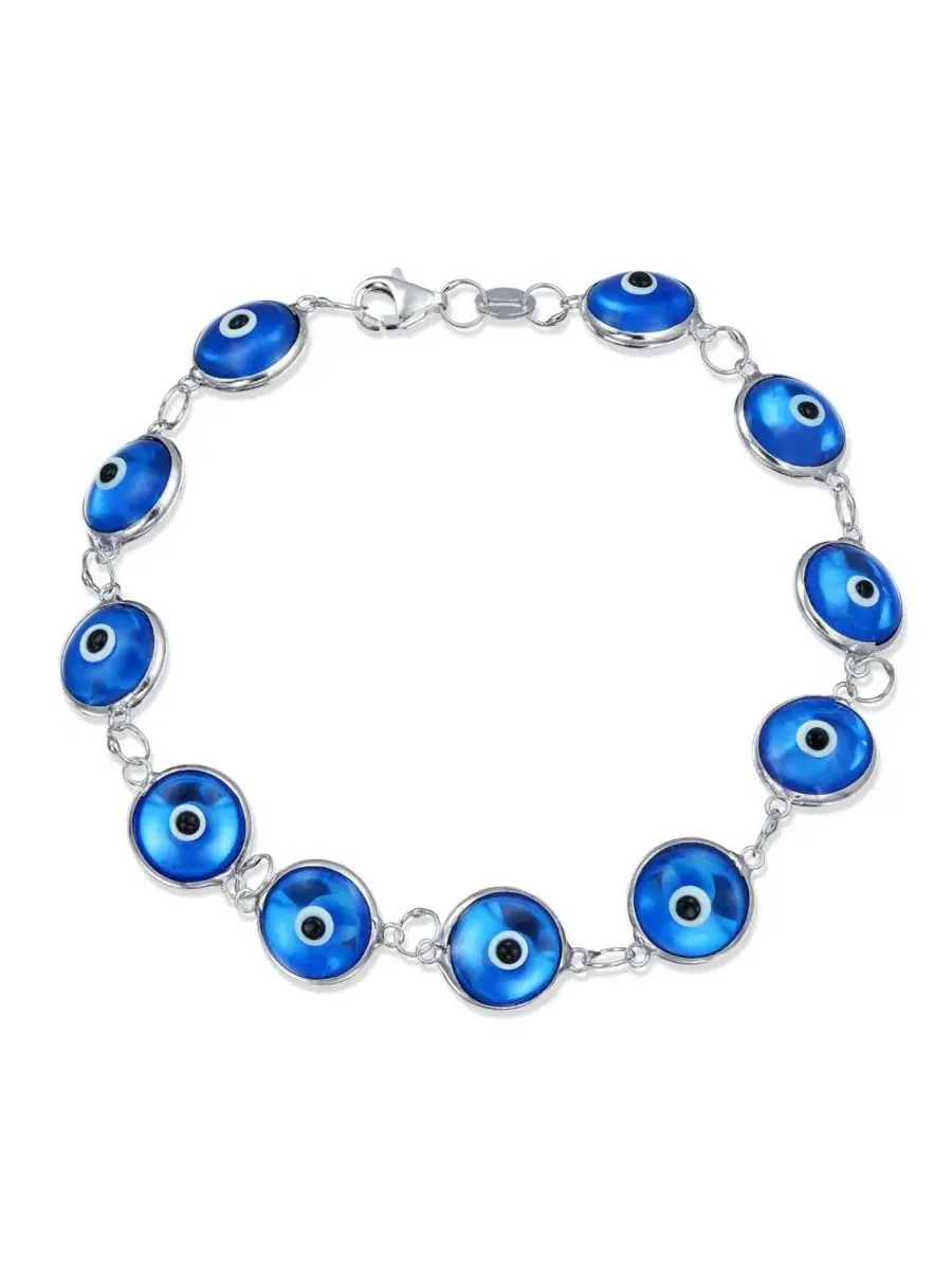 Амулет для духовной защиты от сглаза: браслет и серьги Bling Jewelry — изображение 2 из 5, оттенок светлый синий