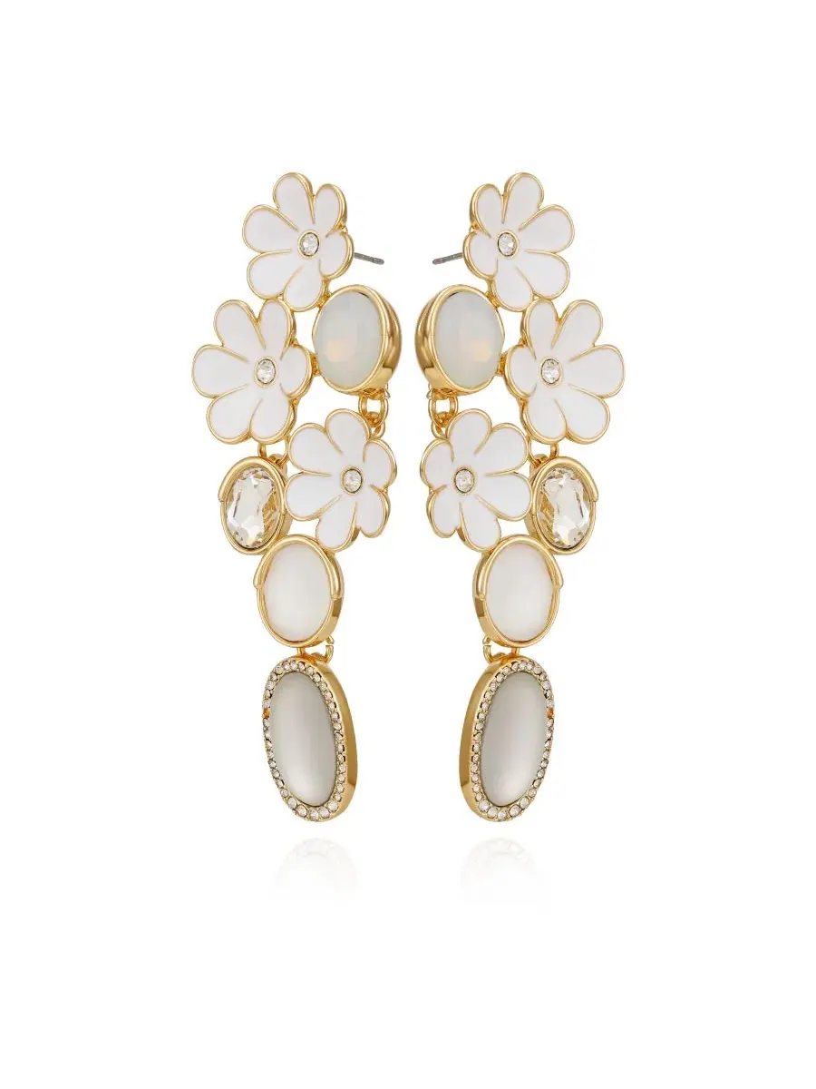 Серьги-подвески в виде цветочного узора золотистого цвета Guess — изображение 2 из 3, оттенок золото