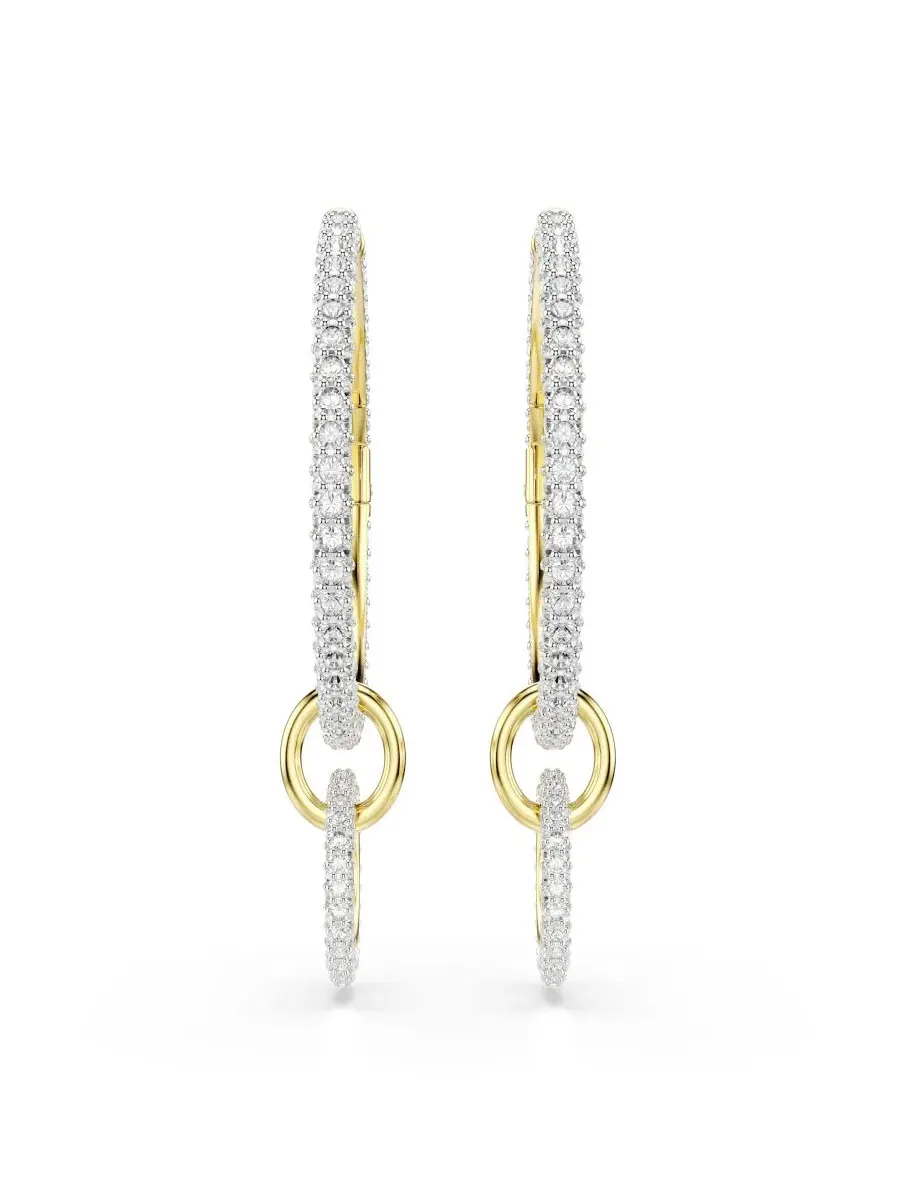 Позолоченные соединенные между собой серьги-кольца Swarovski — изображение 1 из 5, оттенок золото