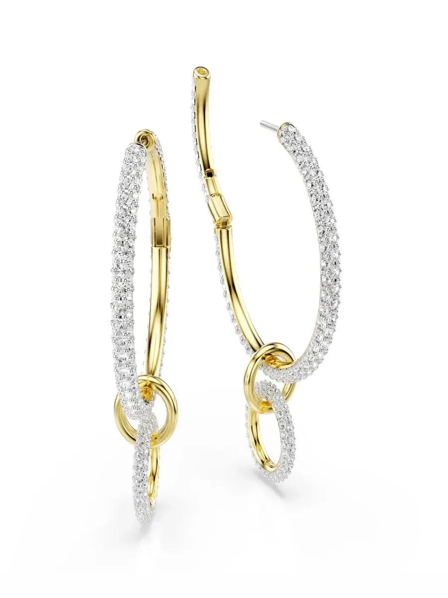Позолоченные соединенные между собой серьги-кольца Swarovski — изображение 3 из 5, оттенок золото