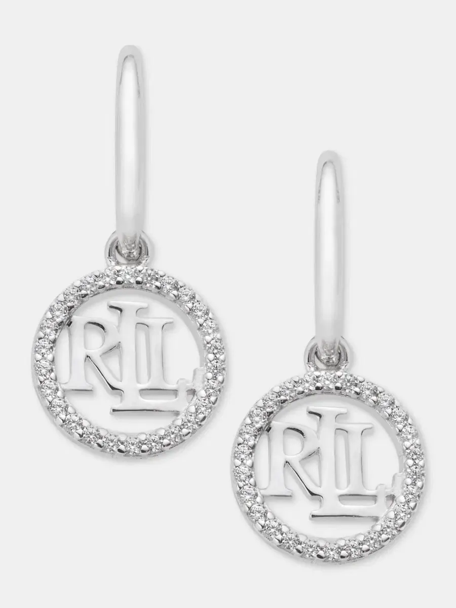 Серьги-подвески с кристаллами и логотипом из стерлингового серебра Lauren Ralph Lauren — изображение 1 из 4
