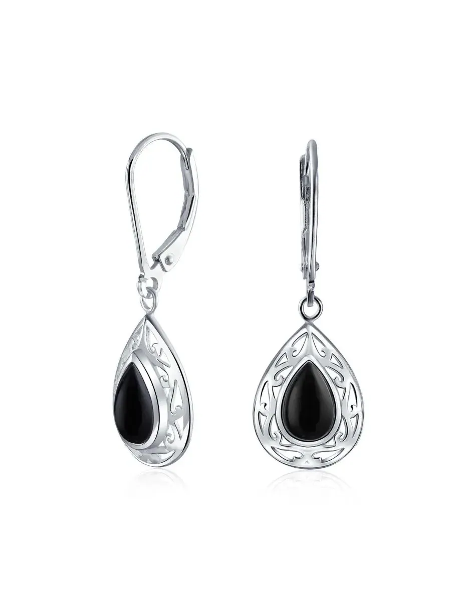 Висячие серьги в западном стиле с голубым лазуритом и бирюзой оникс Bling Jewelry — изображение 1 из 4, оттенок черный