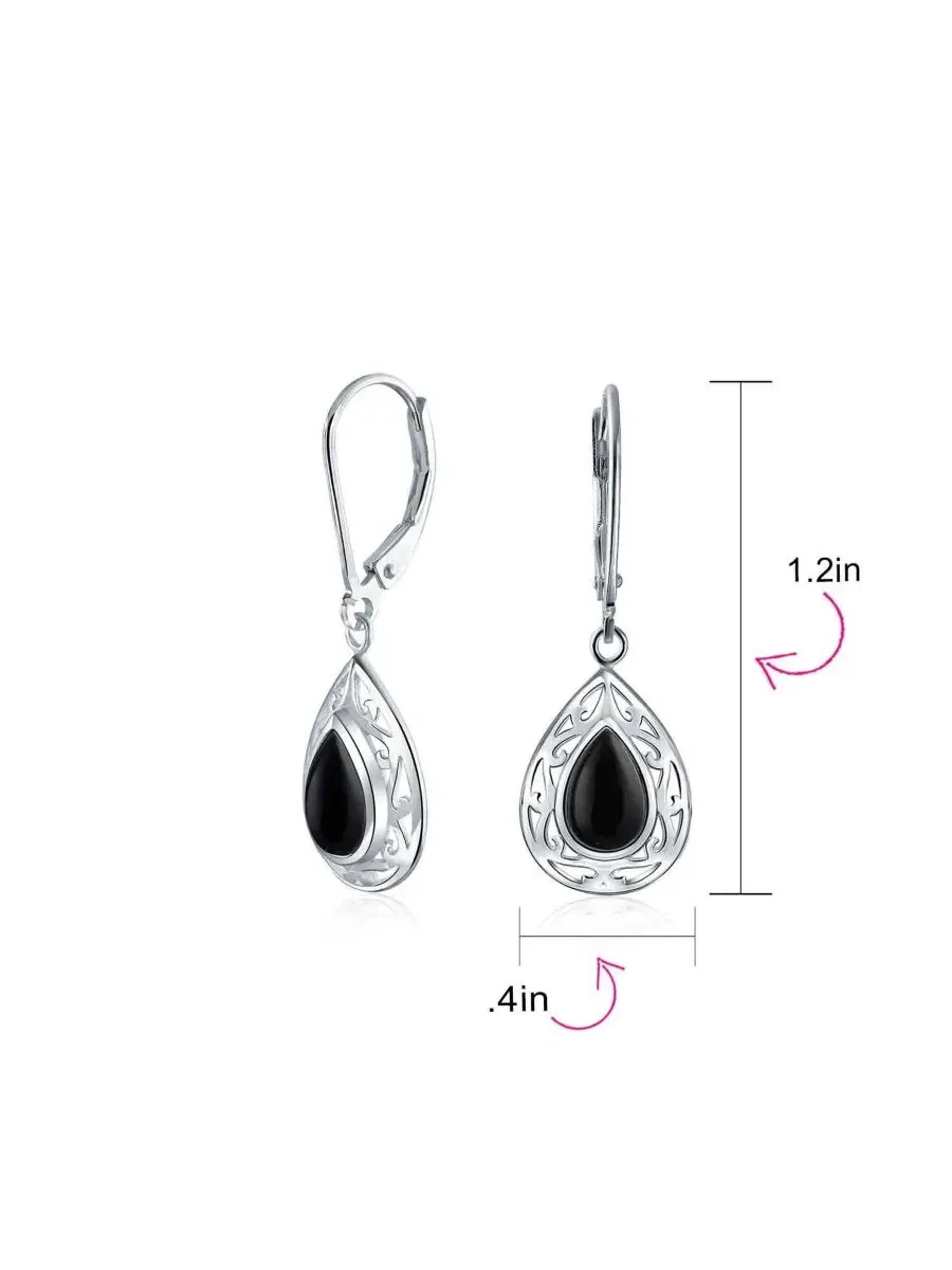 Висячие серьги в западном стиле с голубым лазуритом и бирюзой оникс Bling Jewelry — изображение 4 из 4, оттенок черный