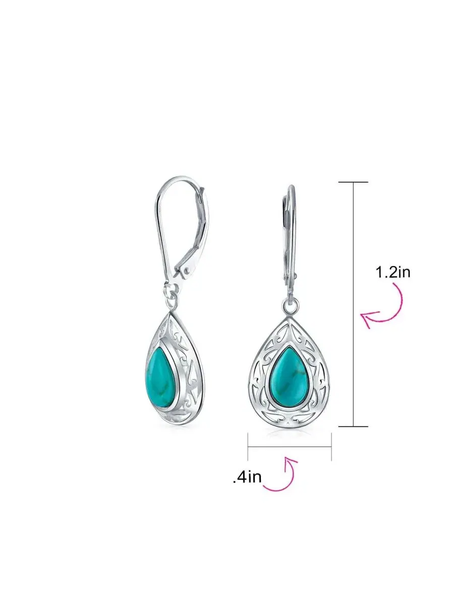Висячие серьги в западном стиле с голубым лазуритом и бирюзой оникс Bling Jewelry — изображение 2 из 4, оттенок синий