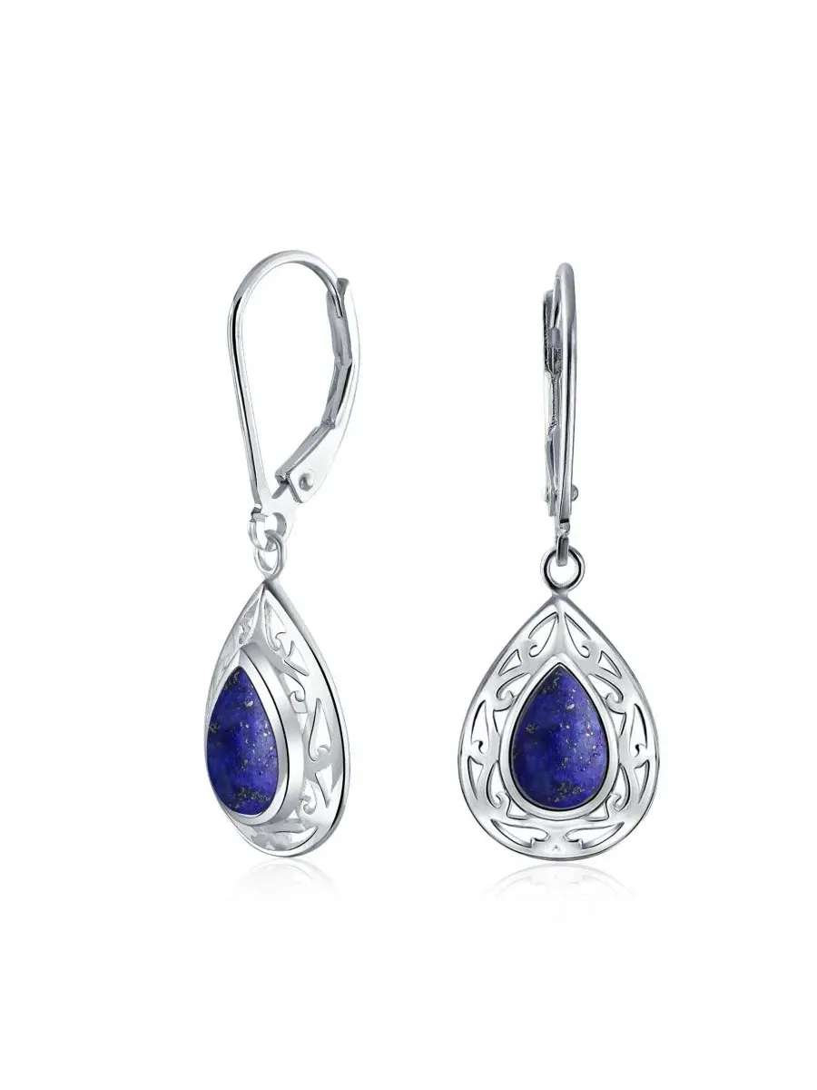 Висячие серьги в западном стиле с голубым лазуритом и бирюзой оникс Bling Jewelry — изображение 1 из 4, оттенок синий
