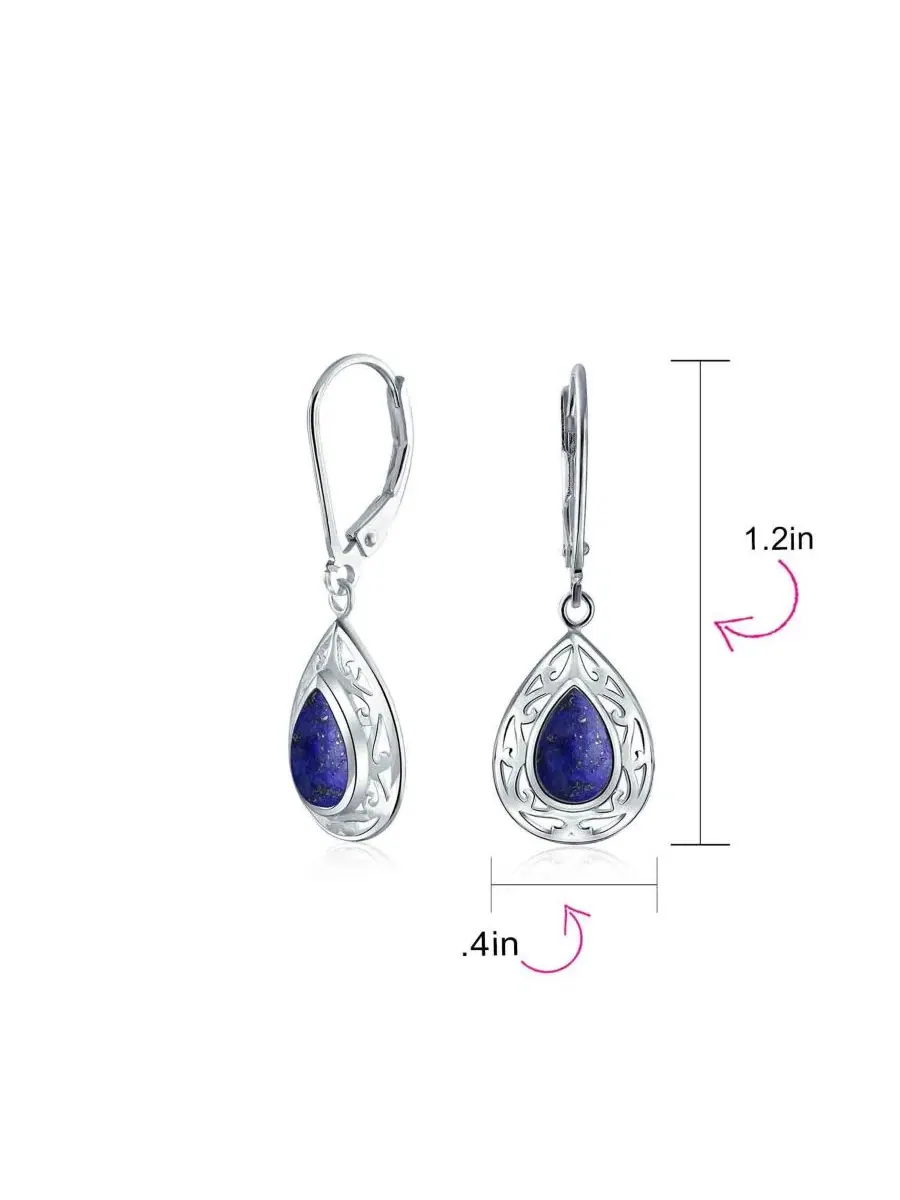 Висячие серьги в западном стиле с голубым лазуритом и бирюзой оникс Bling Jewelry — изображение 3 из 4, оттенок синий