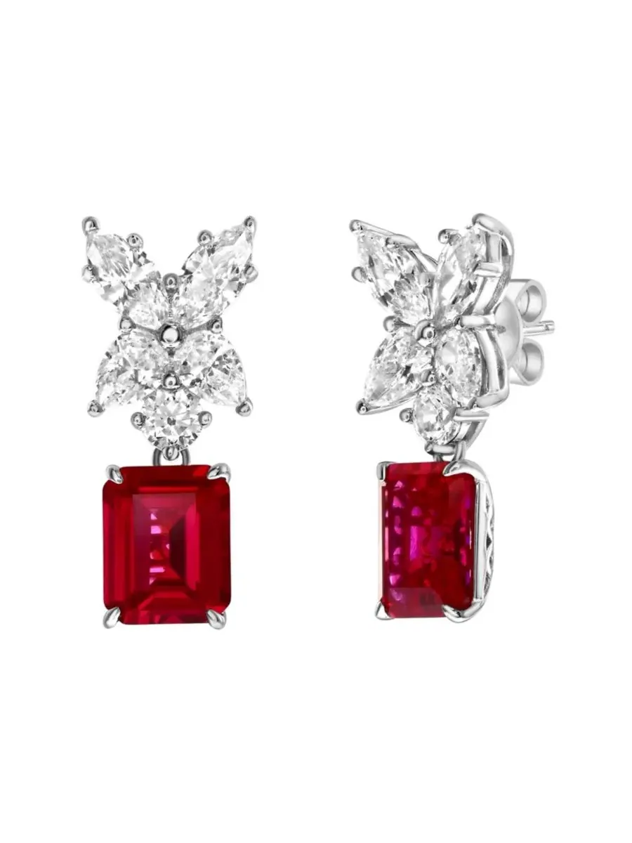 Серьги-подвески Suzy Levian Gala Collection из стерлингового серебра с крупными кубическими