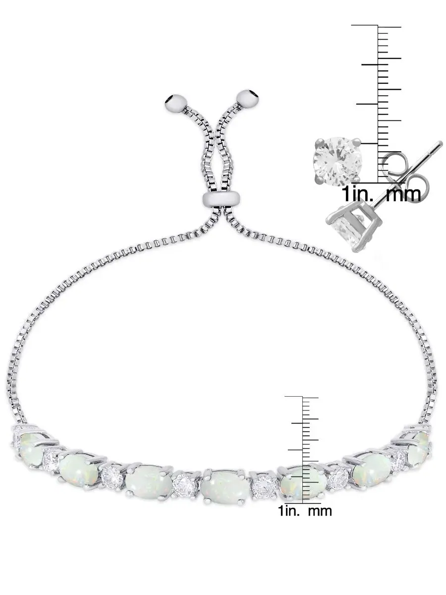 Комплект из браслета и сережек с цитрином и фианитами 2 предмета Oval Simulated Gemstone and Round — изображение 2 из 4