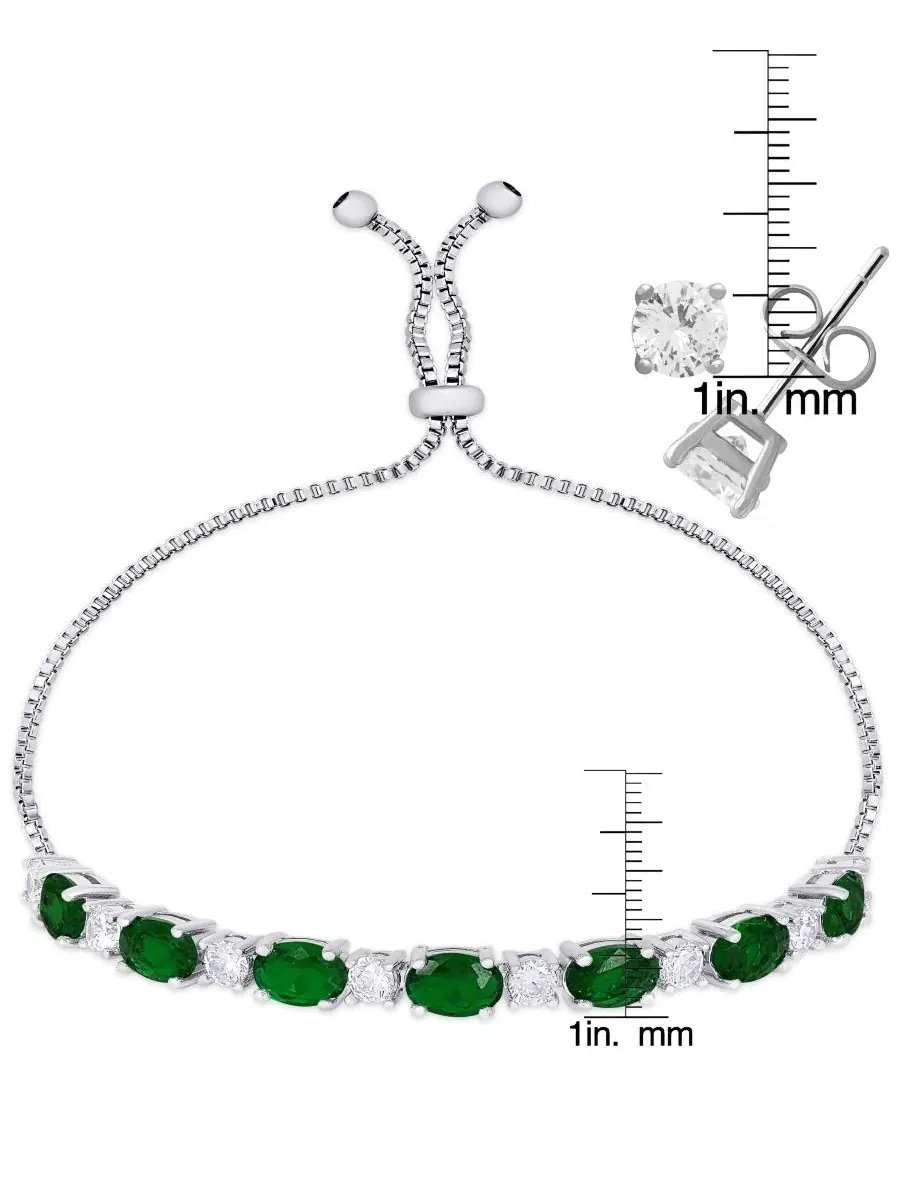 Комплект из браслета и сережек с овальными камнями и фианитами, модель Oval Simulated Gemstone and — изображение 2 из 4