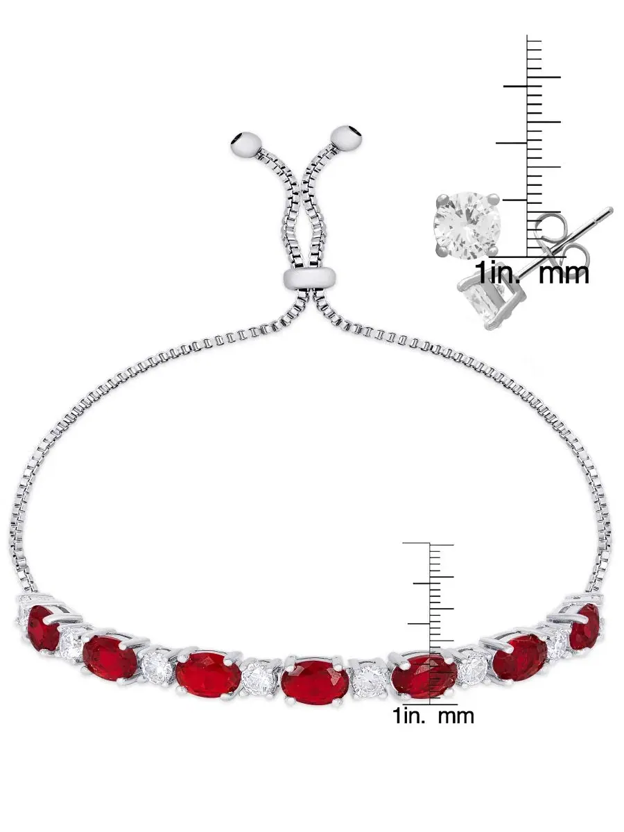 Комплект браслета и серег с цитрином и фианитами, Oval Simulated Gemstone and Round Adjustable — изображение 2 из 4