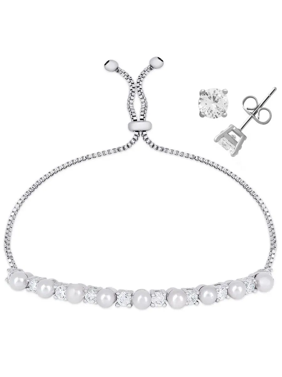 Комплект из браслета и серег с овальными цитринами и фианитами, модель Oval Simulated Gemstone and — изображение 1 из 4