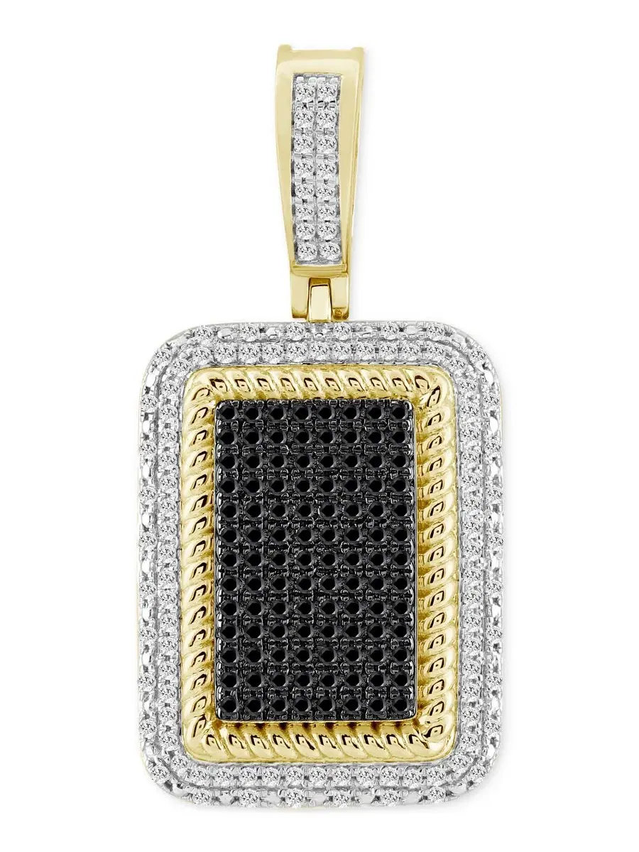 Мужской кулон-собачий жетон с бриллиантами, 1/2 ct. tw — изображение 1 из 2, оттенок желтый золотистый
