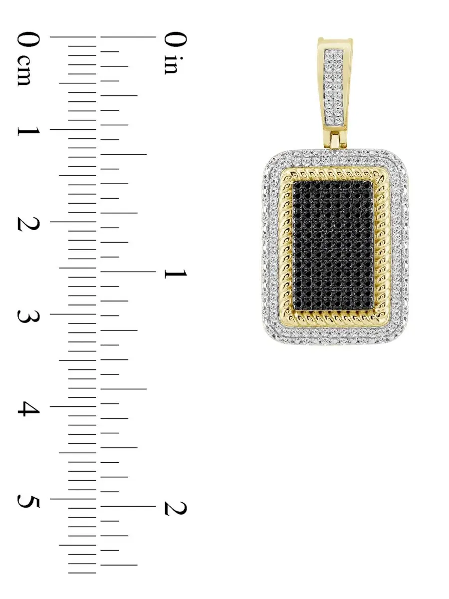 Мужской кулон-собачий жетон с бриллиантами, 1/2 ct. tw — изображение 2 из 2, оттенок желтый золотистый