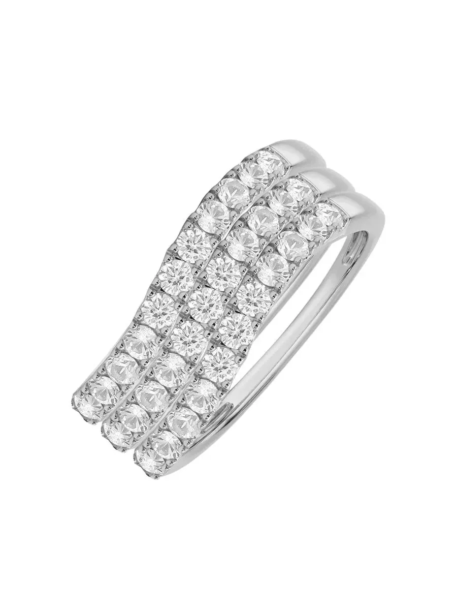 Кольцо-комплект из 3 шт. с бриллиантами лабораторного выращивания 1 ct. t.w. — изображение 1 из 6, оттенок белый золотистый