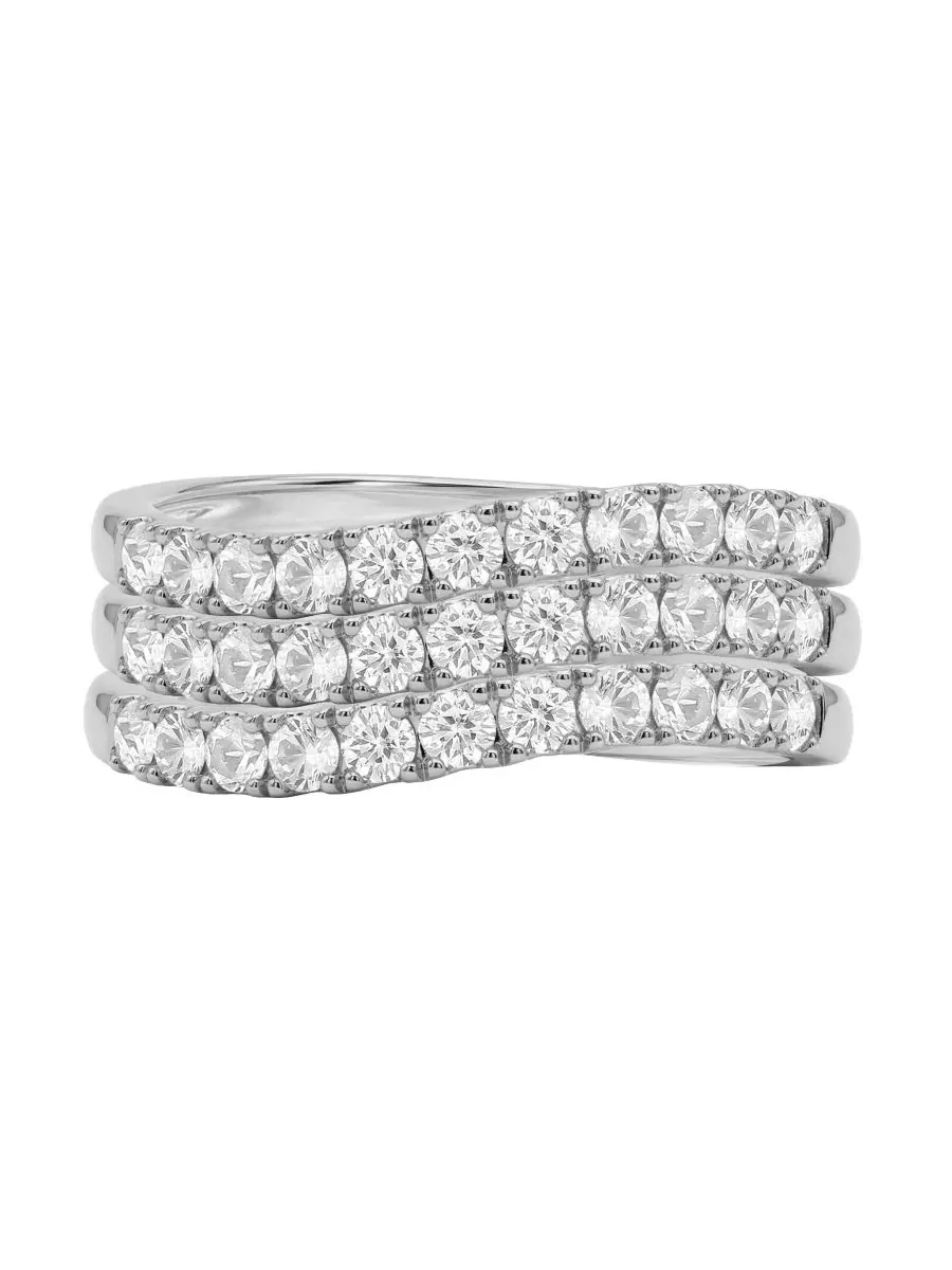 Кольцо-комплект из 3 шт. с бриллиантами лабораторного выращивания 1 ct. t.w. — изображение 2 из 6, оттенок белый золотистый