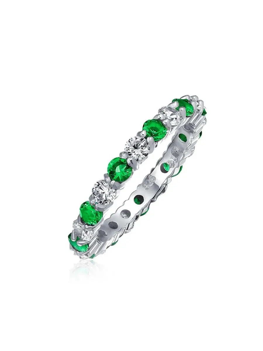 Кольцо из стерлингового серебра с кубическим цирконием, модель Eternity, бренд Bling Jewelry