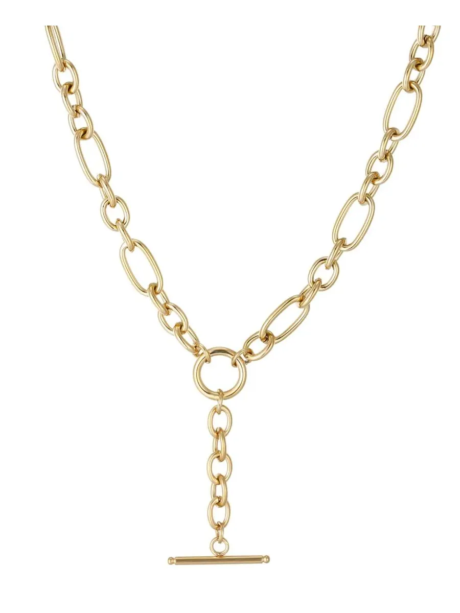 Ожерелье Y-образное 18K с позолотой, смешанные звенья ADORNIA — изображение 1 из 5
